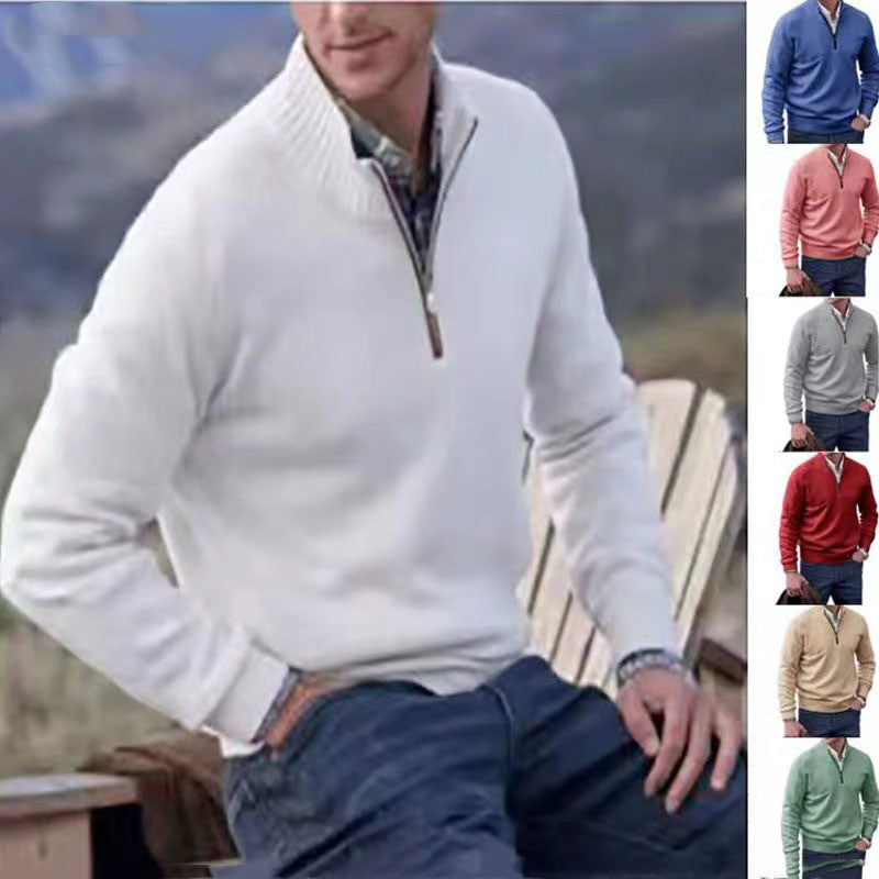 Men's Pullover Sweater Fashion Zipper Stand Collar