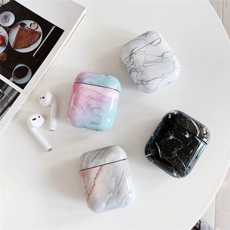 Compatible with Apple White Marble Case for Airpods Earphone Case