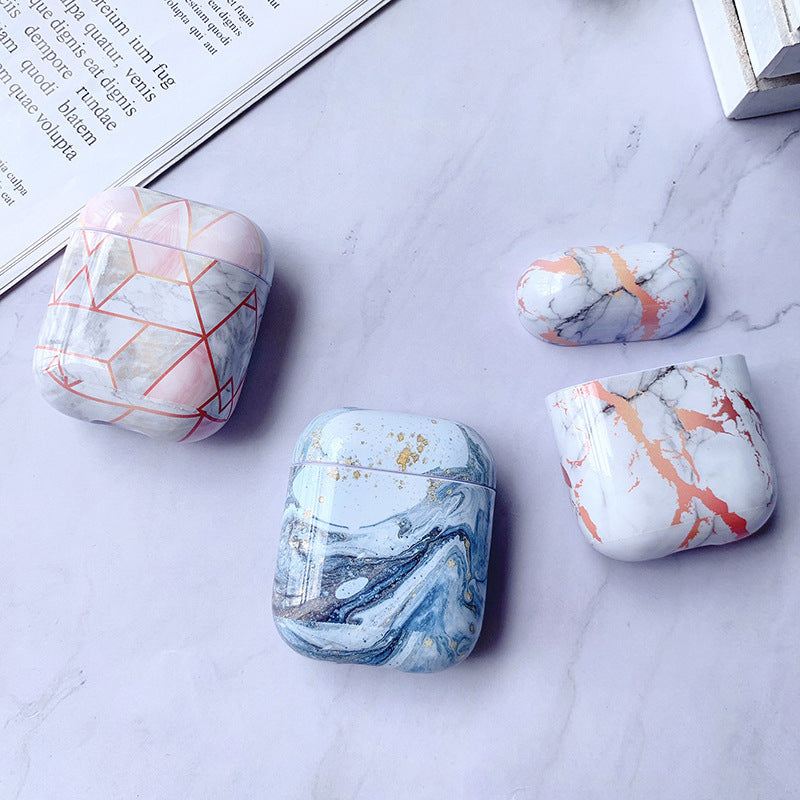 Compatible with Apple White Marble Case for Airpods Earphone Case