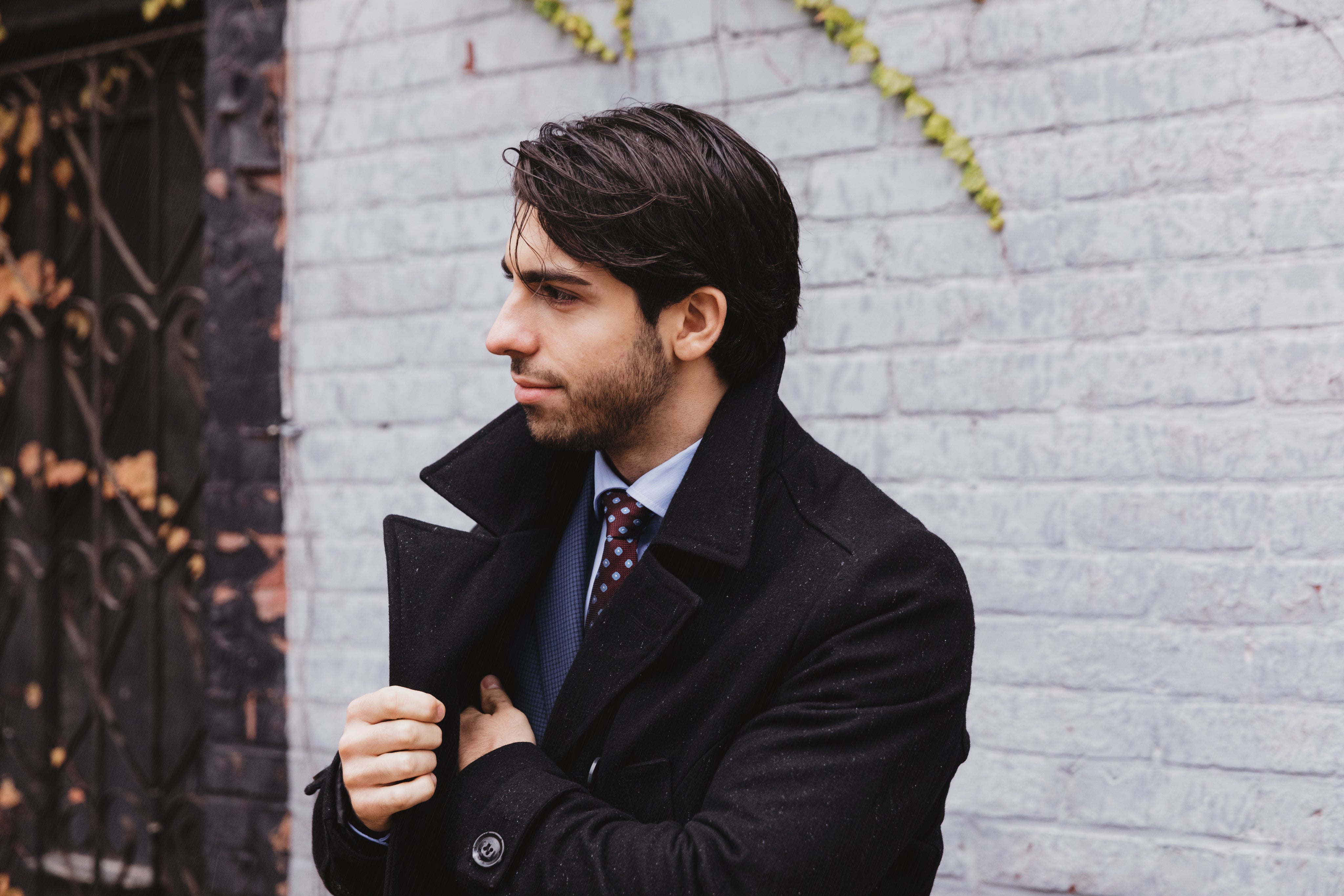 Men's Mid-length Trench Coat Fall Winter Slim Pockets